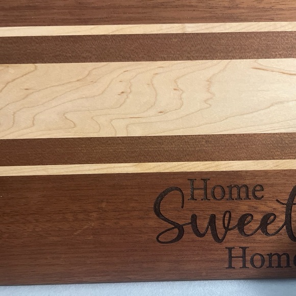 Handcrafted Wood Cutting Board - “Home Sweet Home” – Maple & Mahogany - Picture 14 of 14